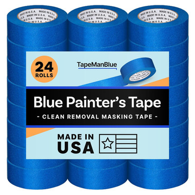 Bulk Blue Painters Tape 2'' x 60 Yards - 24 Rolls, UV-Resistant, No Residue