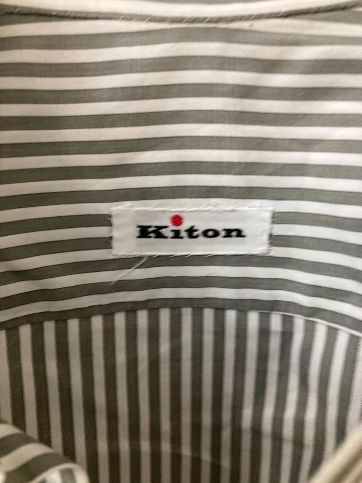 Camisa de vestir gris/blanco a rayas 14,25 en muy buen estado kiton Foto 3 de 4