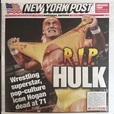 New York Post July 25, 2025 Hulk Hogan Dead At 71 R.I.P. Wrestling Superstar WWE