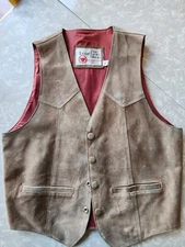 Vintage Sears The Leather Shop Mens Sz 36 Brown Suede Vest Yellowstone Western