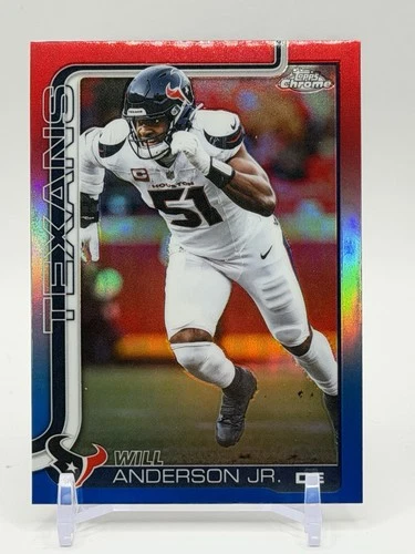 2025 Topps Chrome #121 Will Anderson Jr. Red White and Blue Refractor Texans