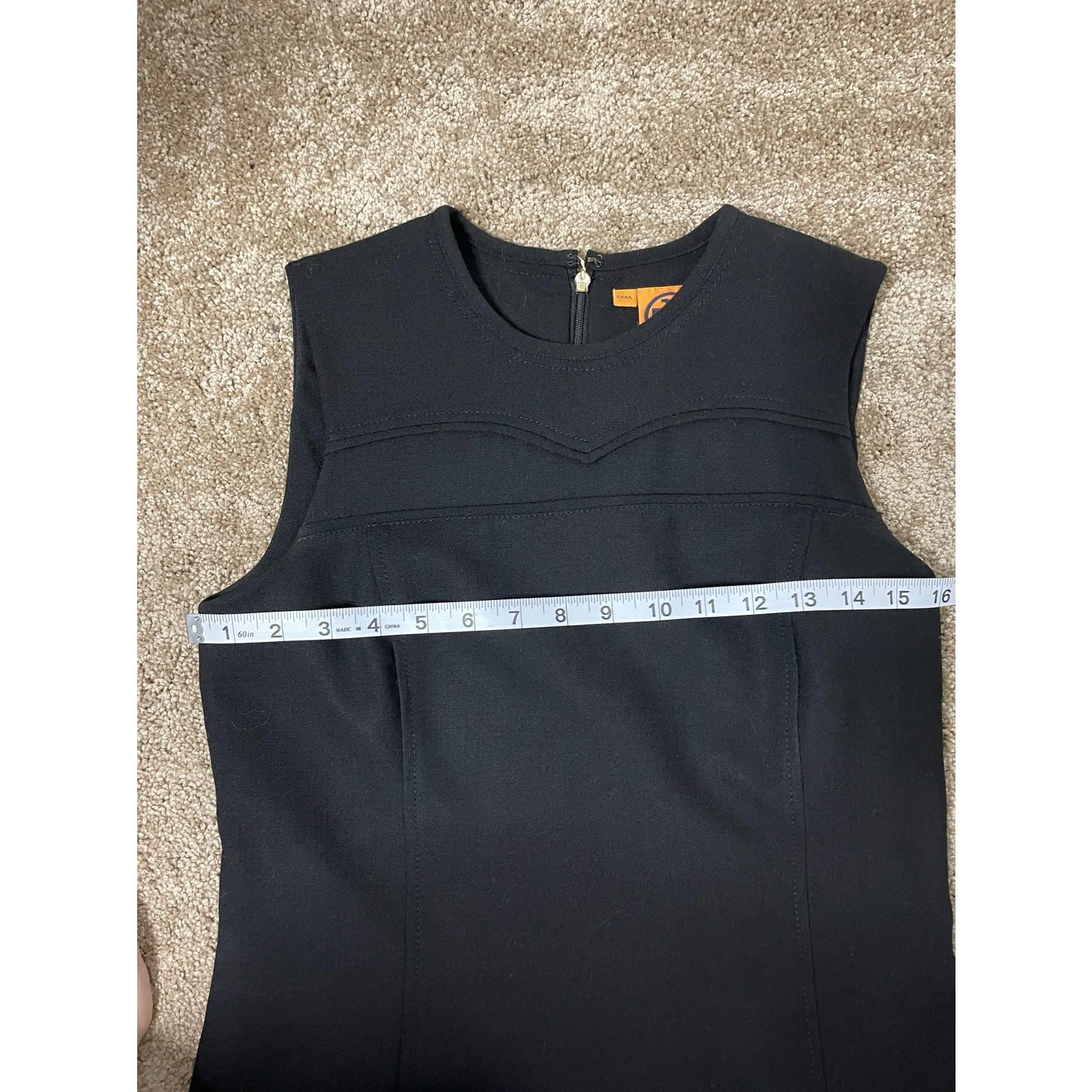 Abito tubino nero donna Tory Burch taglia 4 girocollo senza maniche minimalista basic