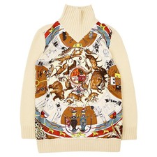 HERMES Turtleneck Knit Size Medium Women Twillaine Sweater Ivory