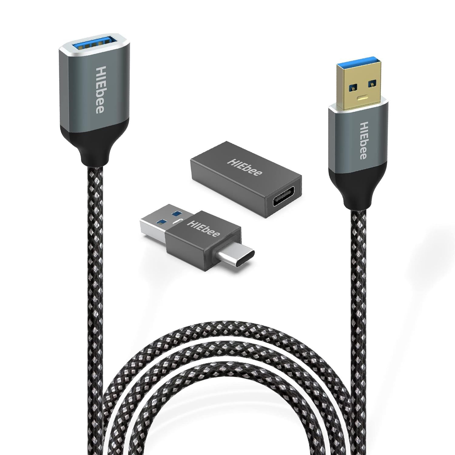 3.3FT USB 3.0 Extension Cable Type A Male to Female with C Adapter