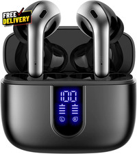 Bluetooth True Wireless Earbuds 60H w/ LED Display Wireless Charging Case IPX5