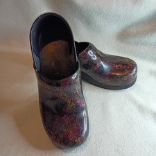 DANSKO Women 9-9.5 EUR 40 Clogs Shoe Black Multicolor Brush Stroke Medical READ