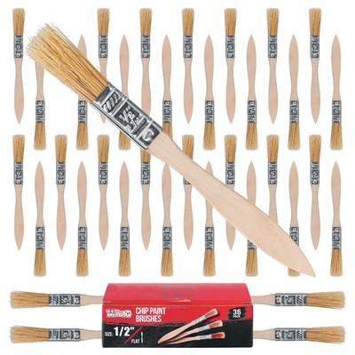 US Art Supply 1/2'' Chip Brushes Paint Glue Adhesives Touchups 1/2 Inch Lot of 36