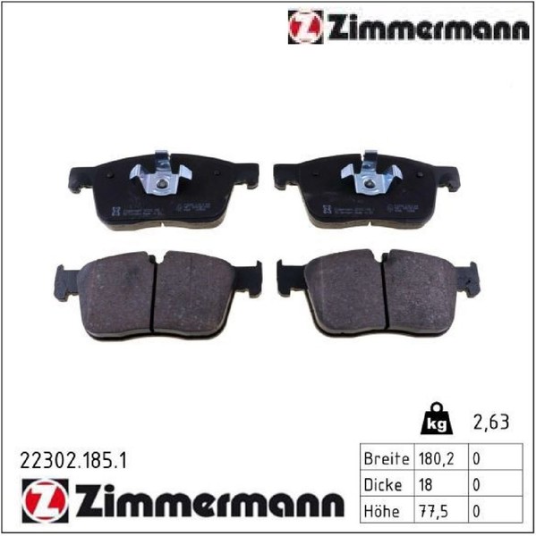 Zimmermann 22302.185.1 Bremsbelagsatz FüR Scheibenbremse Bremsbelagsatz-image