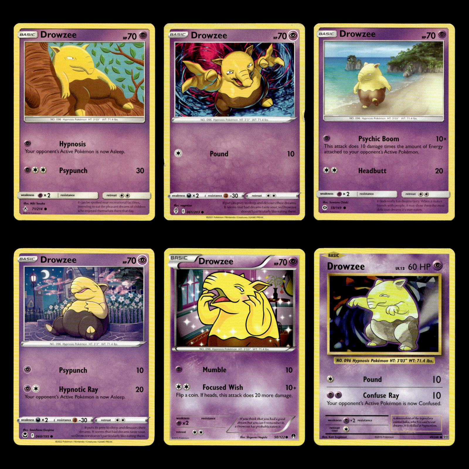 Drowzee 71 Sun Moon Unbroken Bonds Pokemon Cards Collection Set TCG