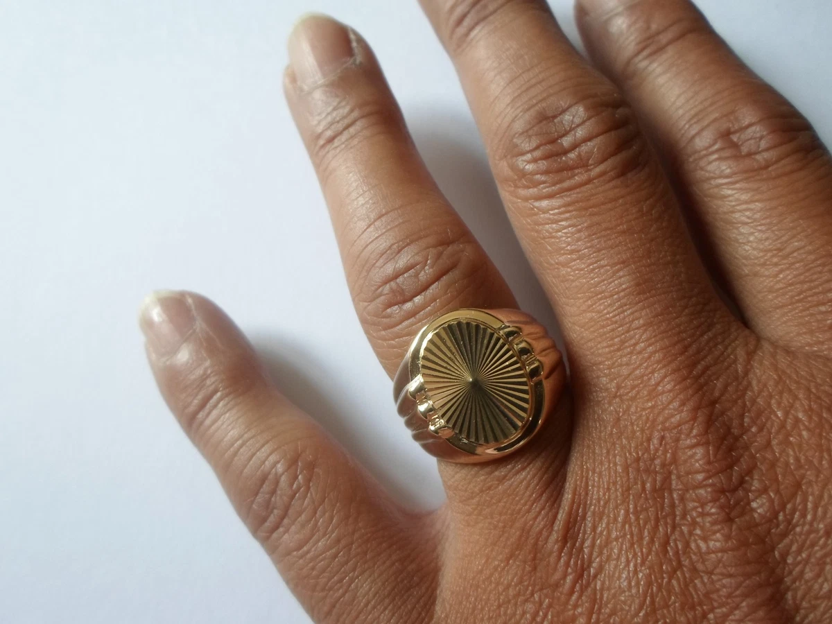 Bague Anneau Bandeau En Acier Inoxydable Doré Avec CZ - Taille 57, Neuve Sans Emballage