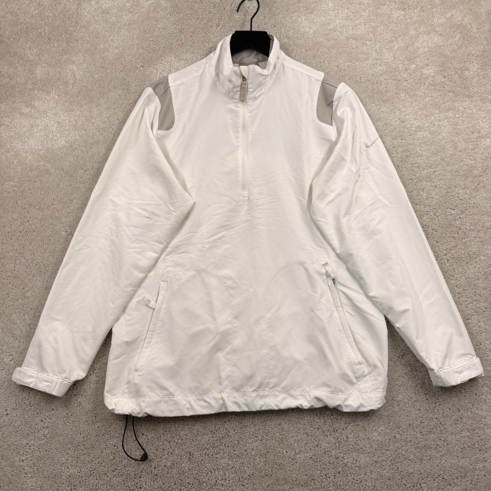 Windbreaker Womens Size Large White Pullover 1/4 Zip Pockets