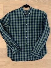 J. Crew Mens Blue and Green Plaid Button-Down...
