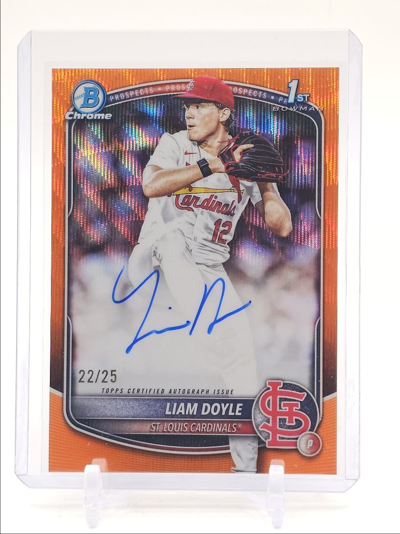 LIAM DOYLE 2025 BOWMAN CHROME DRAFT 1ST ORANGE WAVE REFRACTOR AUTO /25 Q3967