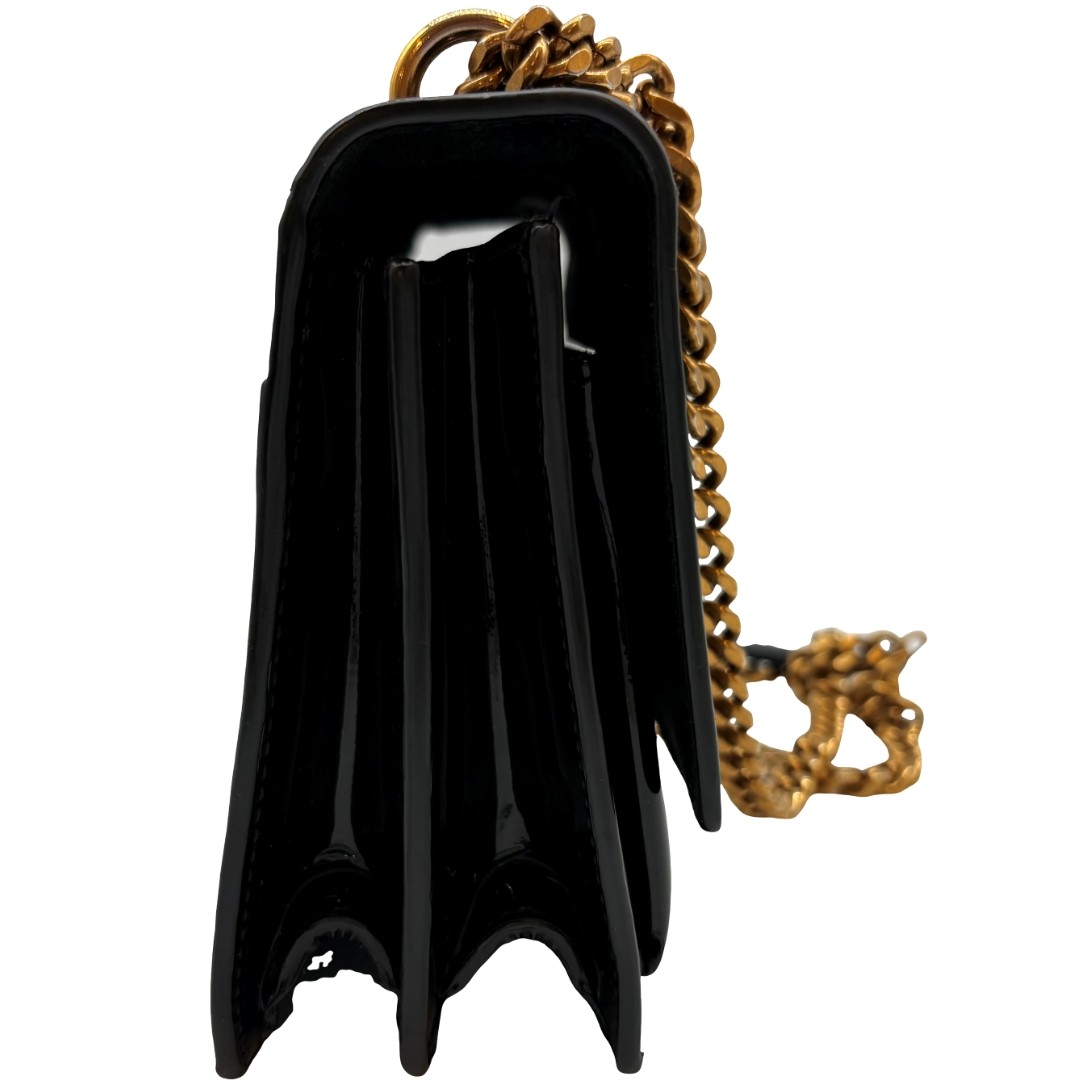 Borsa a tracolla originale YSL SAINT LAURENT Sunset catena pelle verniciata nera #36636762