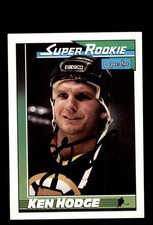 Signed Hockey Card Auto Ken Hodge 1991-92 O-Pee-Chee #5 Boston Bruins