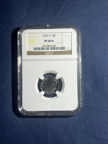 1972 S 10c PROOF ROOSEVELT DIME NGC PF 69* CLASSIC BROWN LABEL