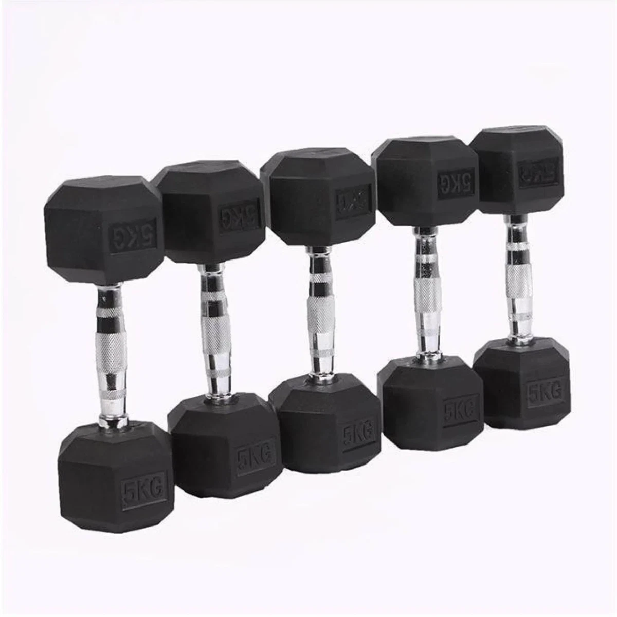 Rubber Hex Dumbbell (2.5kg-50kg/ 2.5kg increments)