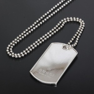 Gucci Dog Tag Pendant Necklace Sterling Silver 925 Authentic Japan Near Mint