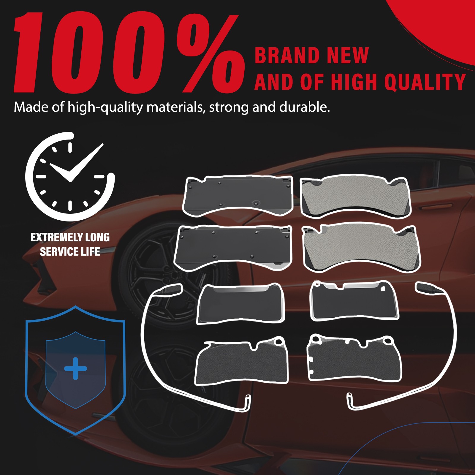 470698451 FOR Lamborghini Aventador 2012-2017 Front &Rear Brake Pads W/Sensor