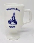Vintage Walt Disney World Milk Glass Mug  Personalized With The Name Greg