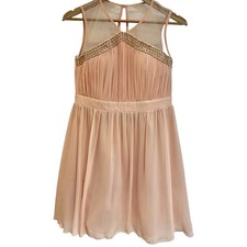 BNWT Little Mistress Peach Embellished Mesh Evening Occasion Dress Size 14