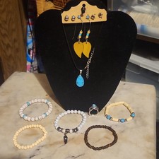 Handmade Multicolor Beaded Jewelry Set with Turquoise, Earrings, Necklace, Brac