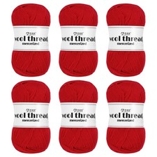 100 Wool Yarn,6 Skeins of 300g/10.58oz Per Skein 50g/109yards /Red