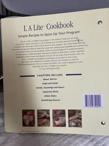 Vintage 2002 LA Weight Loss LA Lite Cookbook Recipes Hardcover - See Video - Picture 6 of 9
