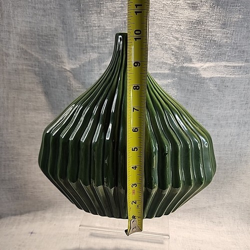 Kühne moderne grüne Vase dramatische Flasche 10,5" hoch x 11" breit x 3" tief - Bild 12 von 15
