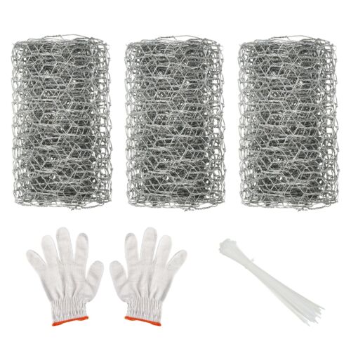 3Pcs 118"x4" Chicken Wire Mesh Chicken Wire Fencing with Zip Ties and Gloves - Photo 1/6