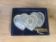 Montana Silversmiths D Initial Silver Engraved Gold Trim Western Belt Buckle