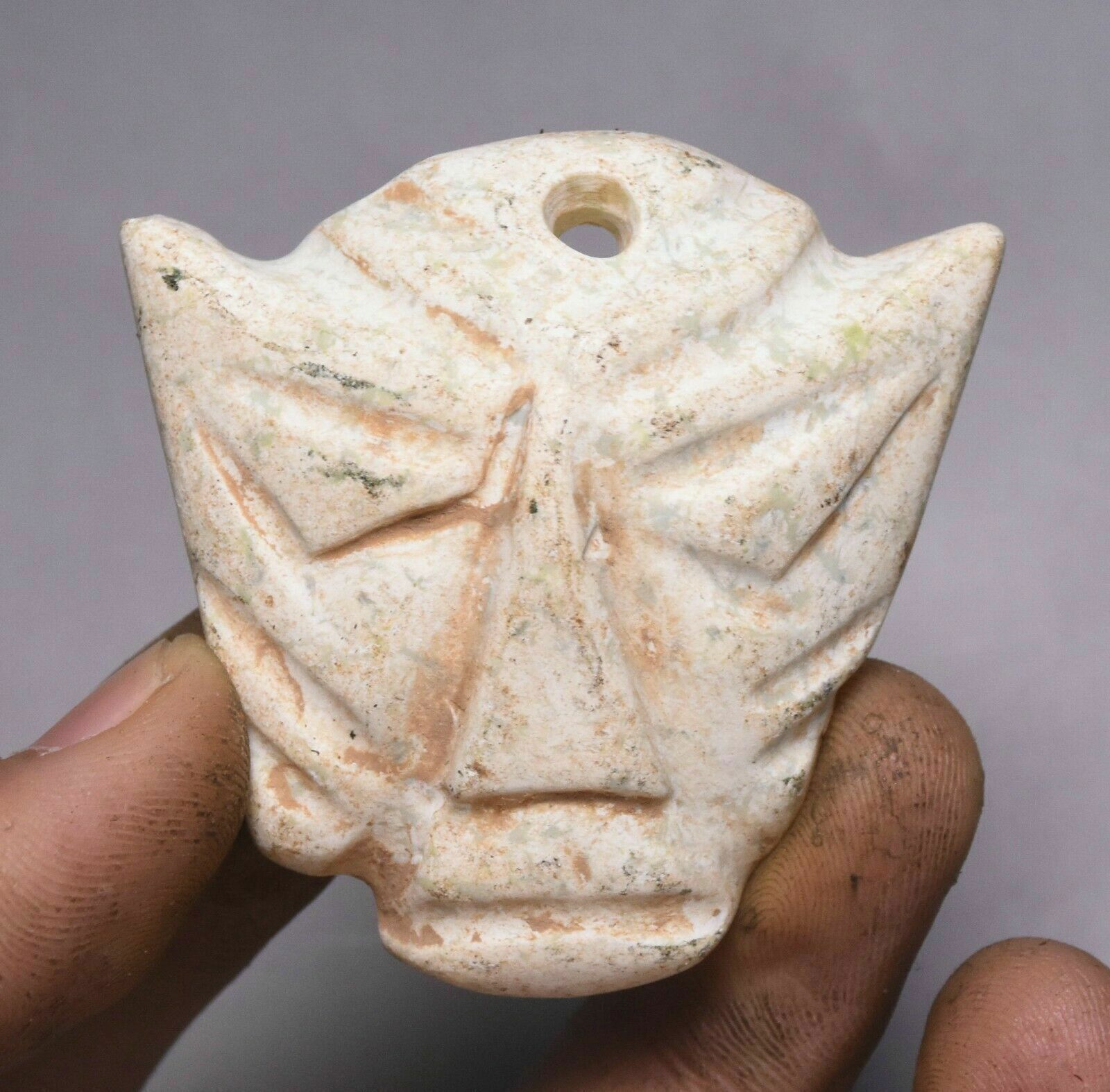 5CM China Hongshan Culture Old Jade Fengshui Sanxing Dui Face Amulet pendant