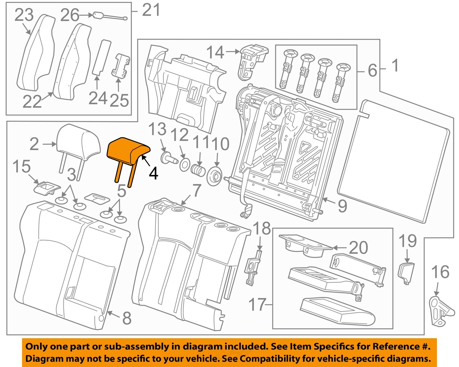 Chevrolet GM OEM 2011 Cruze Rear SeatHeadrest, Center 96888689 eBay