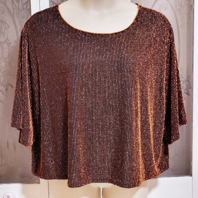APT.9  Ladies Beautiful Black & Gold Metallic Blouse - Size XXL
