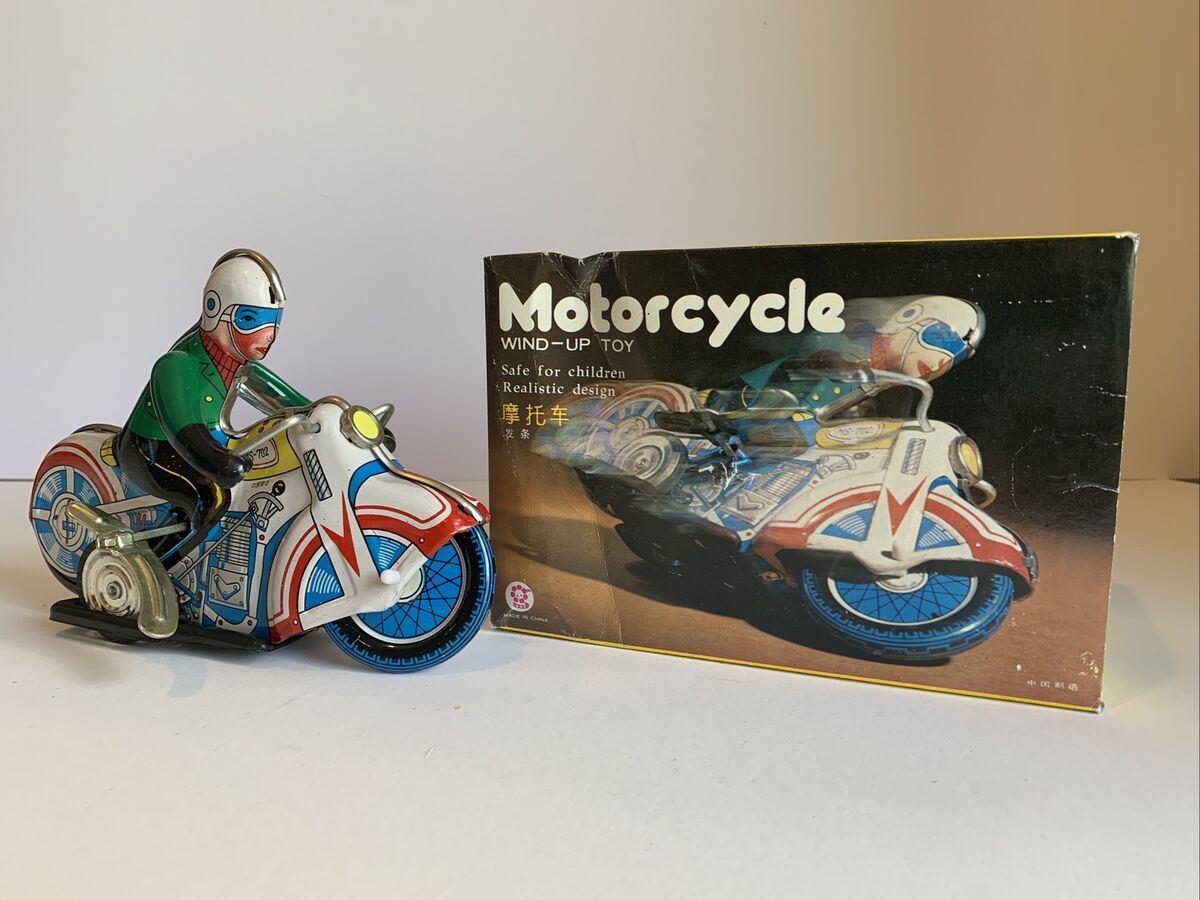 Vintage motorcycle tin wind-up toy MS 702 china 1960's new Vintage motorcycle tin wind-up toy MS 702 china 1960's new