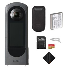 RICOH THETA X 360 Camera, 128GB Extreme UHS-I Memory Card SD Adapter, Bundle