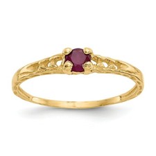 14K Yellow Gold 3mm Ruby Birthstone Baby Ring Size 3 Madi K Children's Jewelry