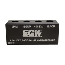 4 Caliber Auto Case Gauge Ammo Checker (9mm, 40 S&W, 45 & 38 calibers)