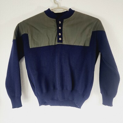 Filson Henley Guide Sweater Shooting Wool Warm Large L Navy Style