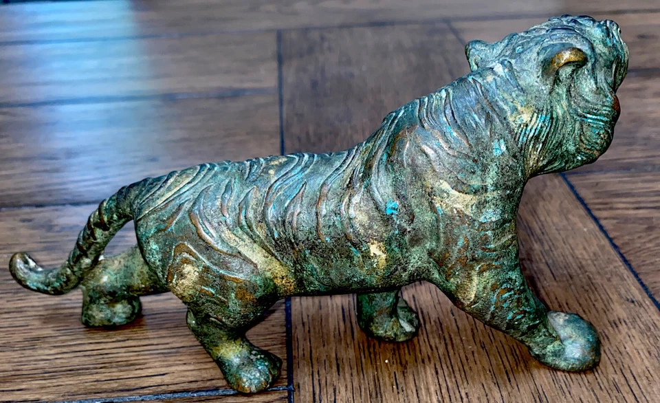 "Antigua estatua de bestia antigua de bronce de tigre de 8"" (20,3 cm) de China de bronce" Foto 2 de 4