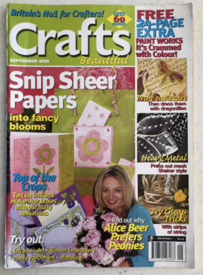 CRAFTS BEAUTIFUL MAGAZINE UK SEPT 2000 PAPER ART CARD MAKING CROSS STITCH VTG