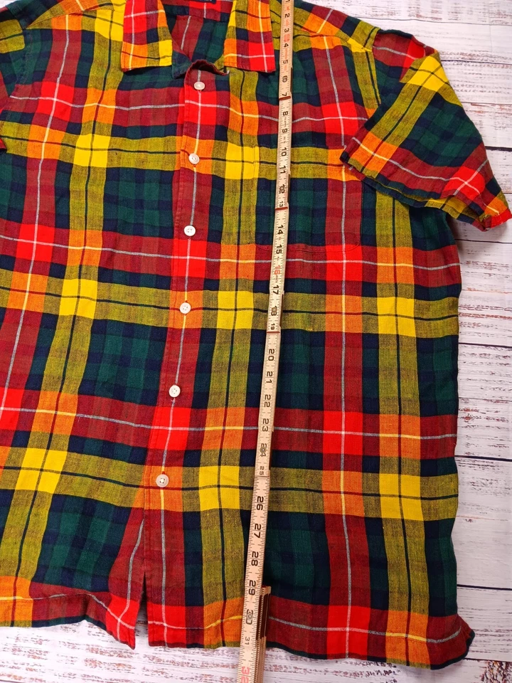 Daniel Cremieux Shirt Men's X-Large Multicolor Classic 100% Linen Plaid - Image 4 of 4