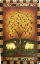 Kindred Spirits at Heart Sheep in Pasture with Tree Country Home Metal Sign