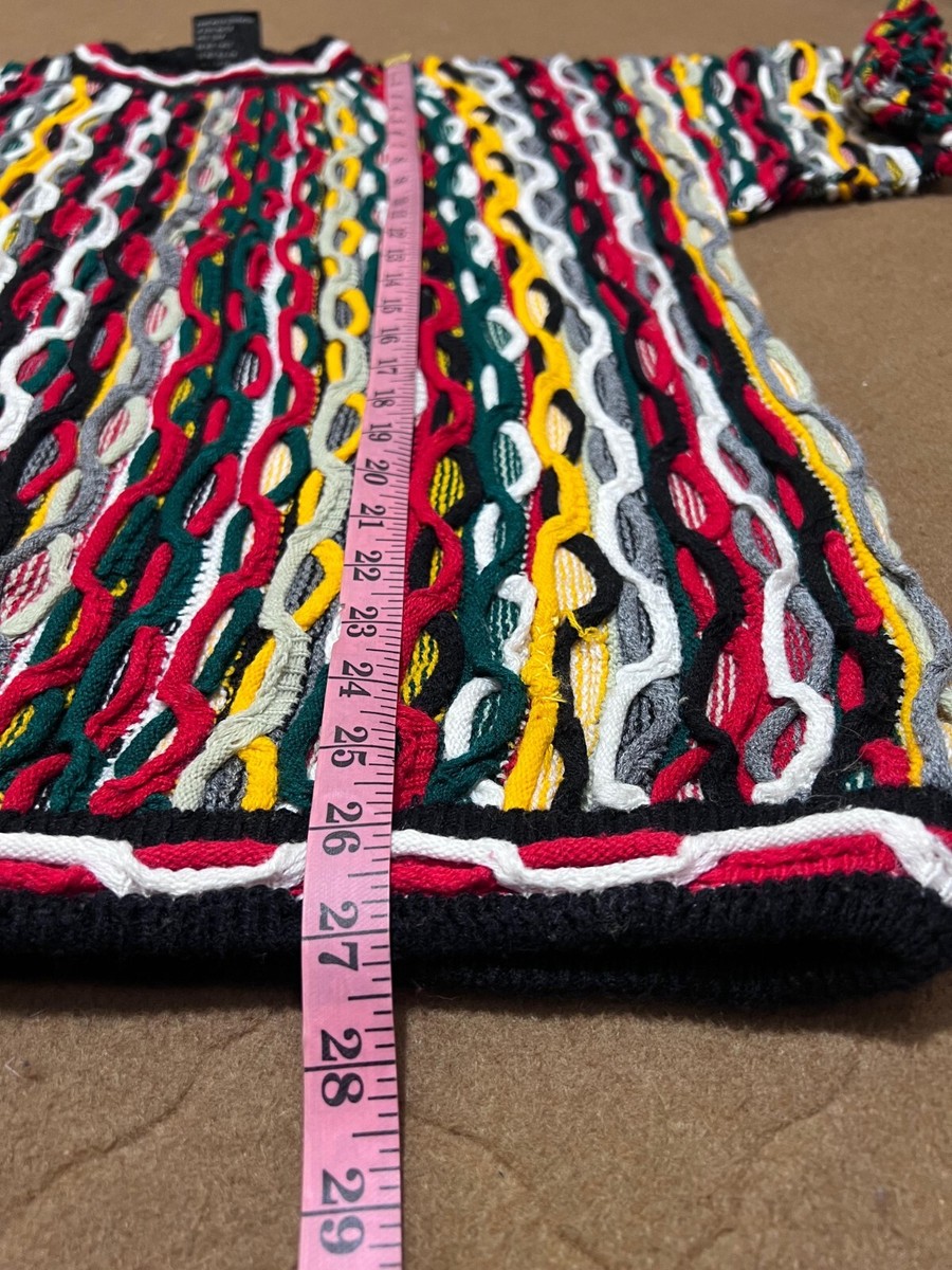 Bergati Sweater 3D Texture Biggie Cosby Knit Pullover Coogi Style