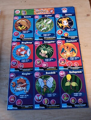 Pokemon Burger King Master Trainer Uncut Sheet #8   Vintage 1999 Promo