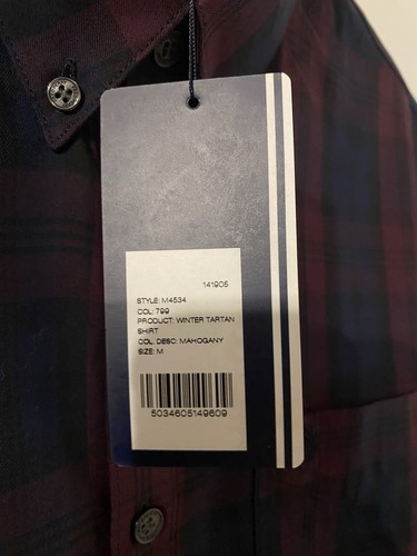 Fred Perry Tartan Long Sleeved Button Shirt Medium Brand New With Tags - Picture 4 of 22