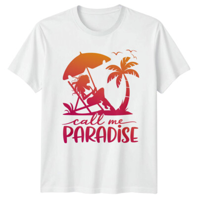 Call Me Paradise Beach Travel Herren T-Shirt Damen Tee Grafik Oberteil