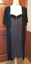 Shein Curve Size 4XL Sequins in Front & Black Short Sleeve Dress 39" Long