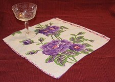 Vintage Rose Hankie, Large Graphic Floral Handkerchief, Flowers Pocket Square