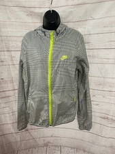 Nike Women  s Gray-White Full Zip Hooded Windbreaker Jacket Size M